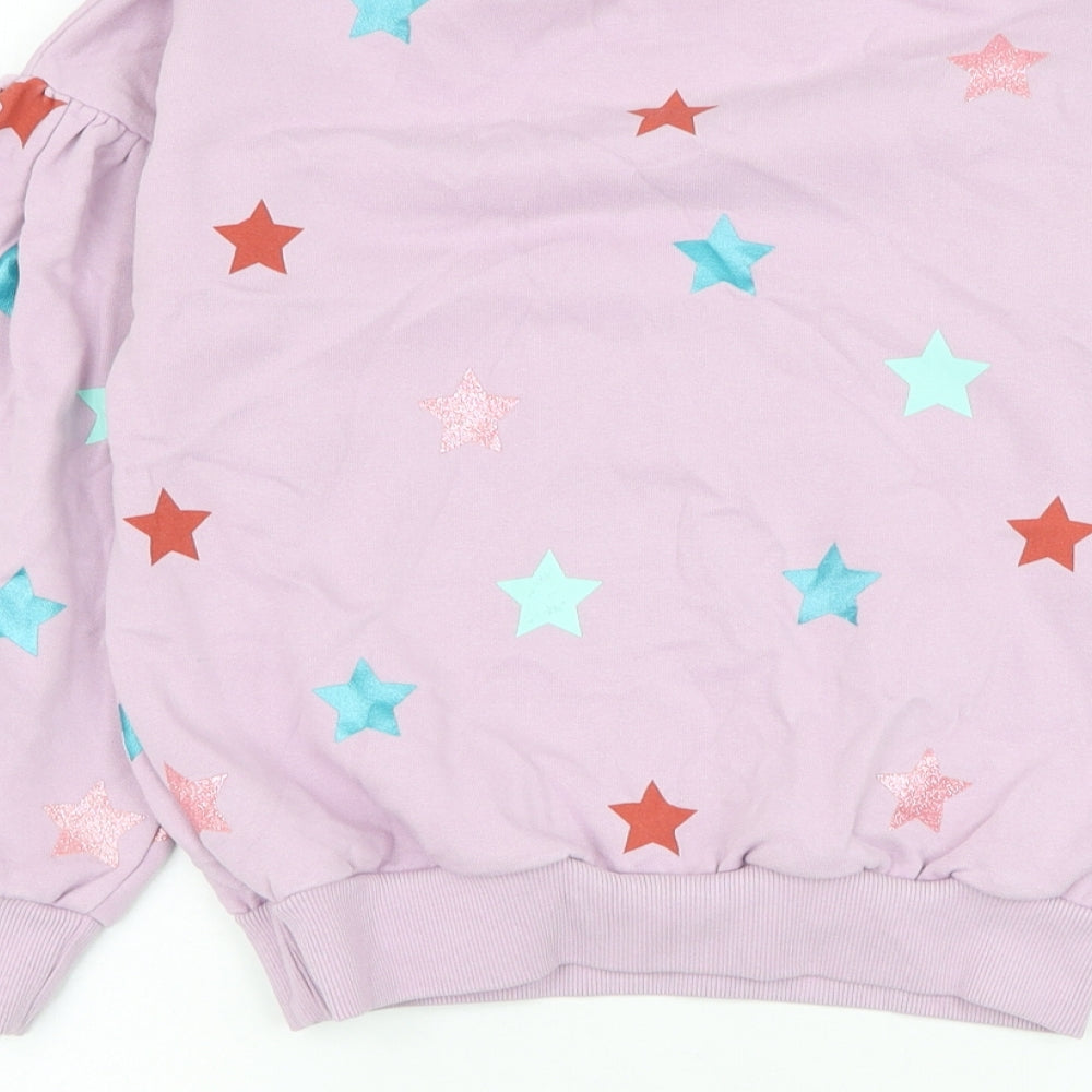 NEXT Girls Purple Cotton Pullover Sweatshirt Size 9 Years Pullover - Star