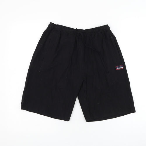 Get Rich Womens Black Polyester Sweat Shorts Size M L9 in Regular Drawstring
