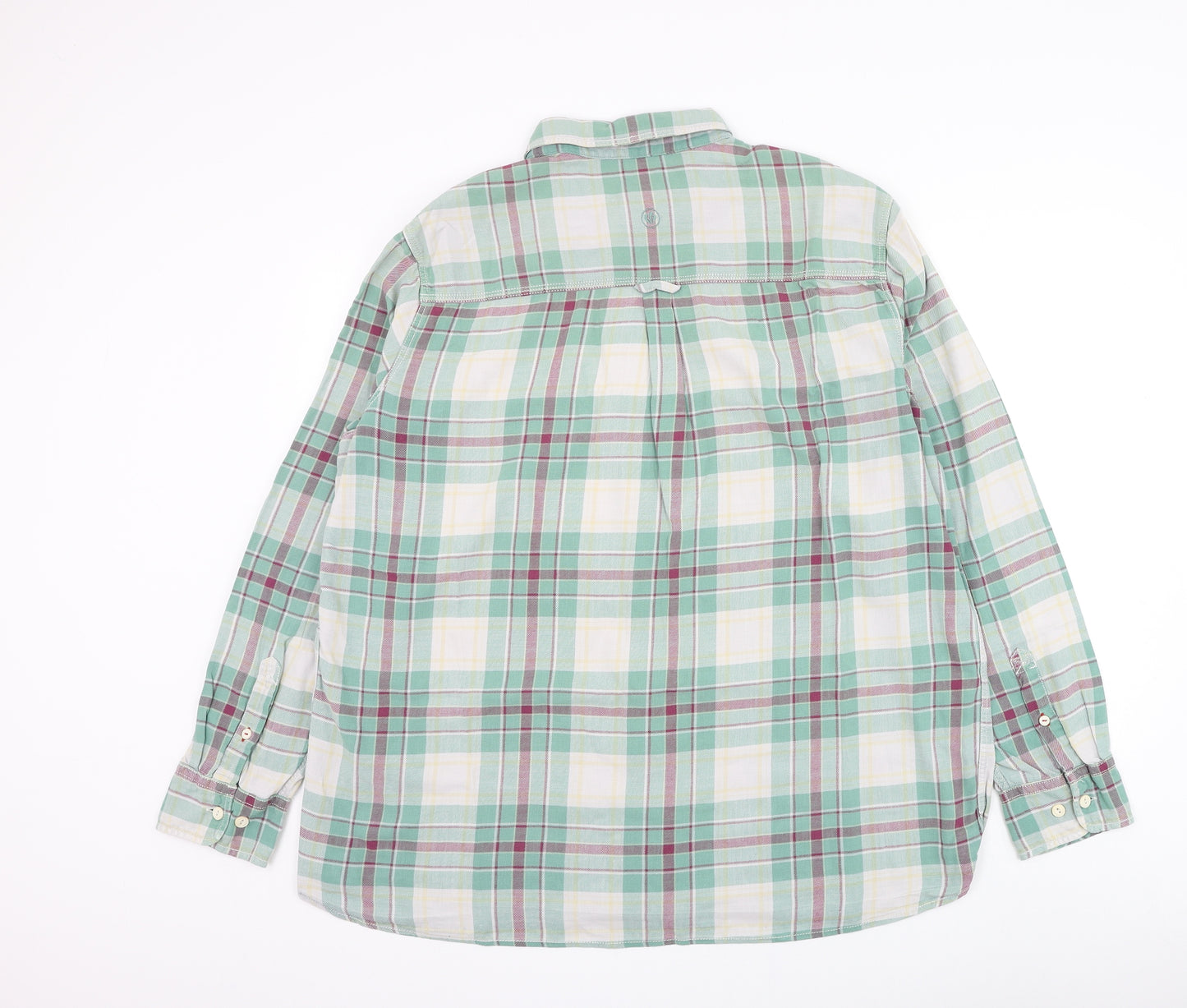Fat Face Mens Green Plaid Cotton Button-Up Size 2XL Collared Button