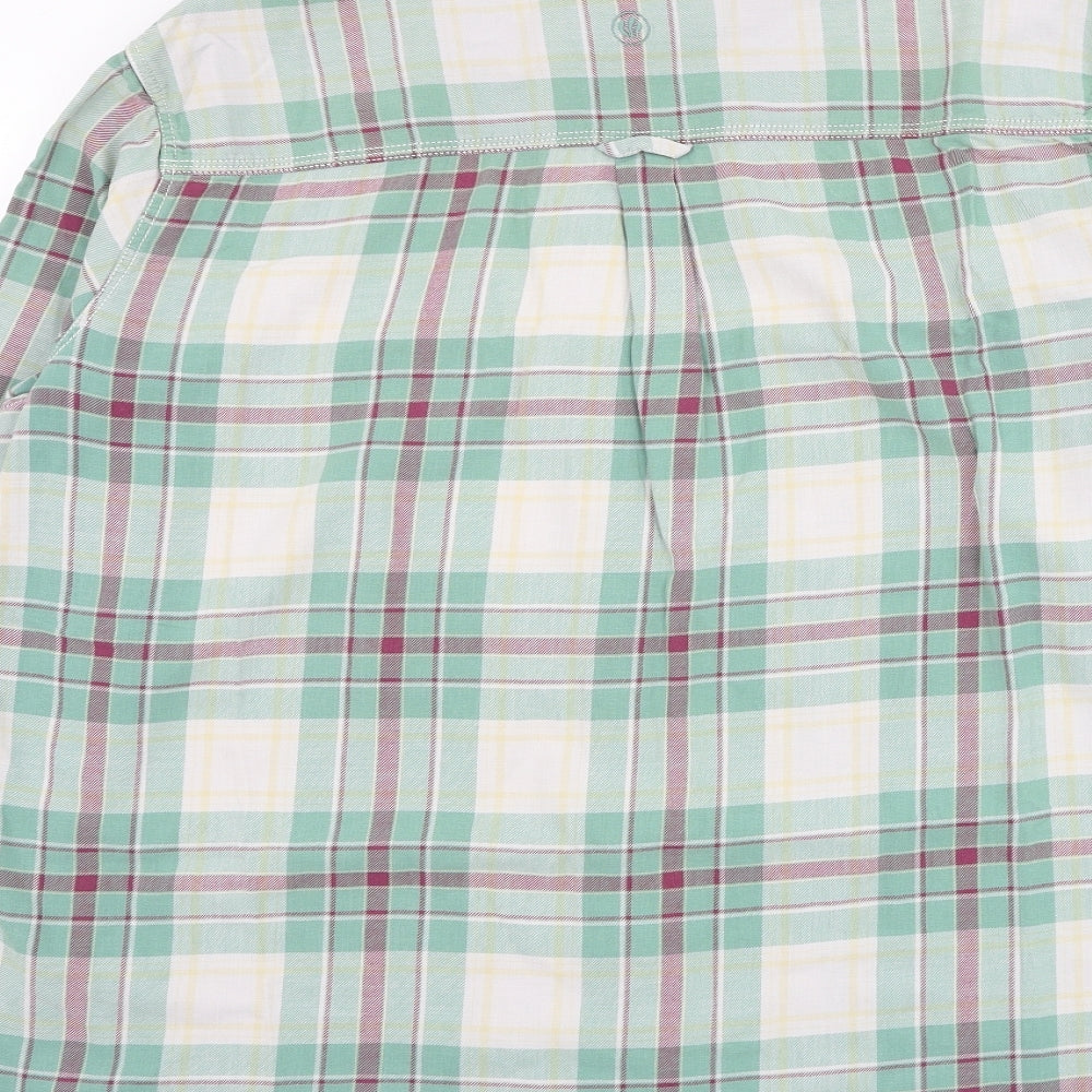Fat Face Mens Green Plaid Cotton Button-Up Size 2XL Collared Button