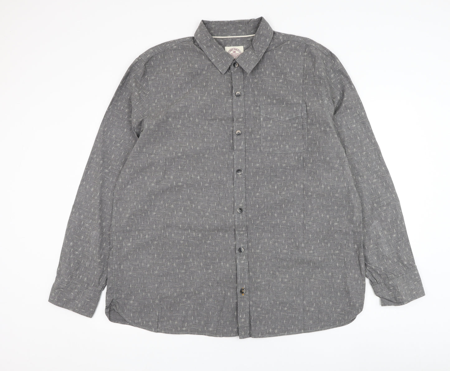 Fat Face Mens Grey Cotton Dress Shirt Size 2XL Collared Button