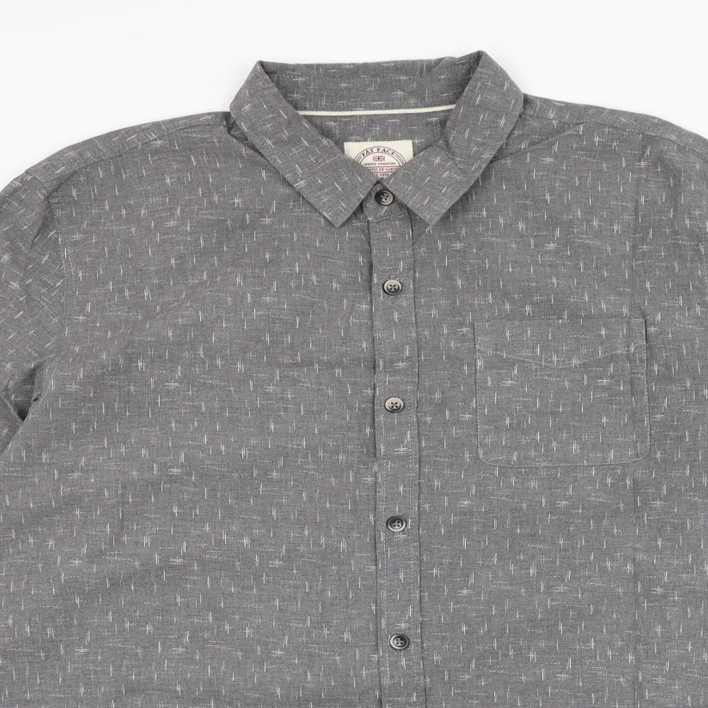 Fat Face Mens Grey Cotton Dress Shirt Size 2XL Collared Button