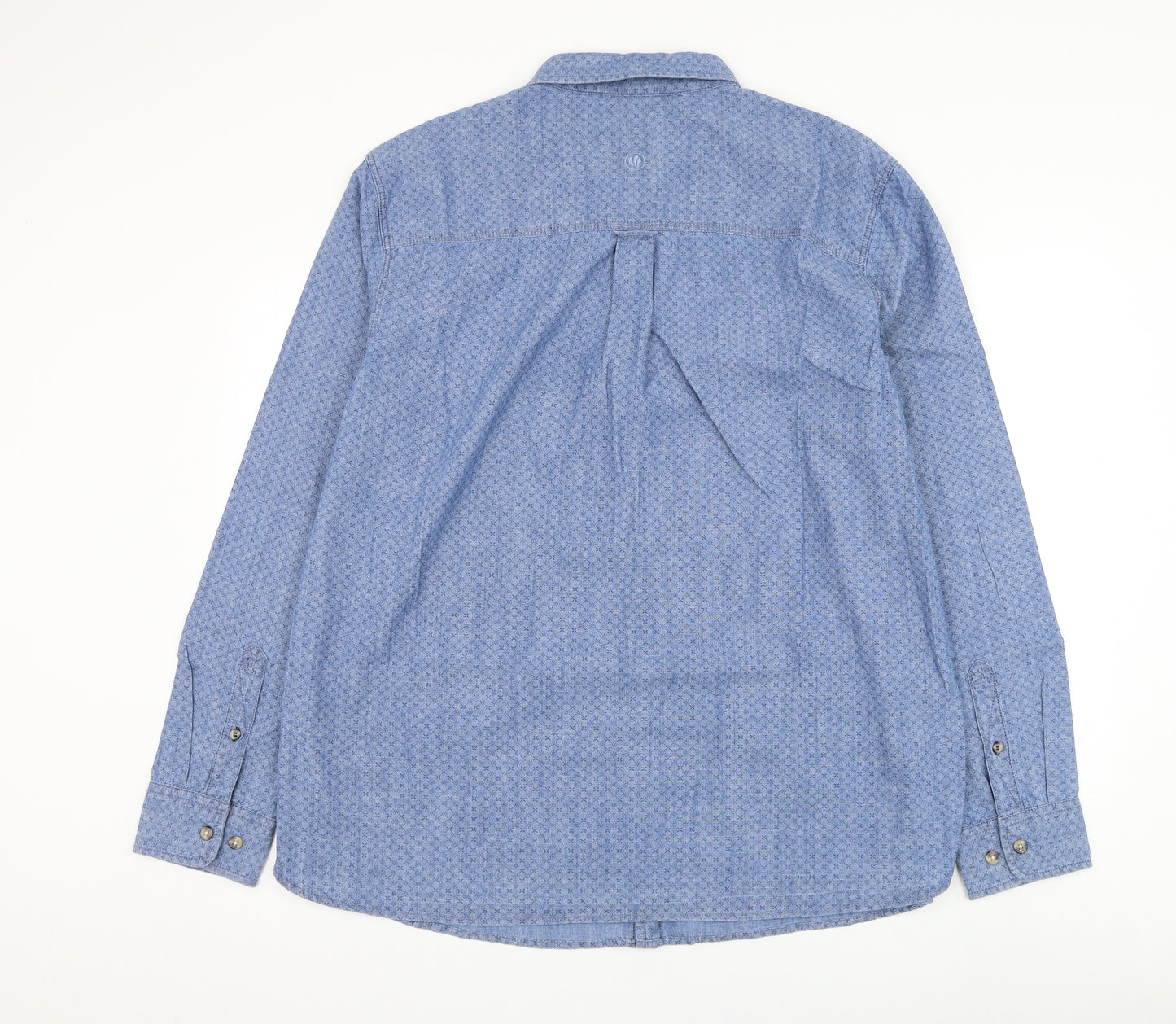 Fat Face Mens Blue Cotton Dress Shirt Size 2XL Collared Button