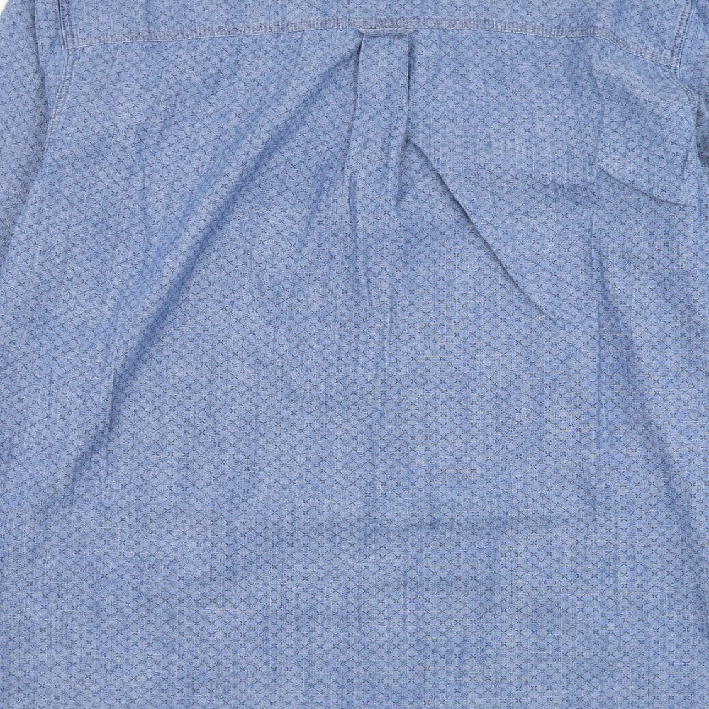 Fat Face Mens Blue Cotton Dress Shirt Size 2XL Collared Button