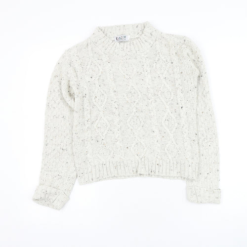Daisy Womens Ivory Round Neck Acrylic Pullover Jumper Size S