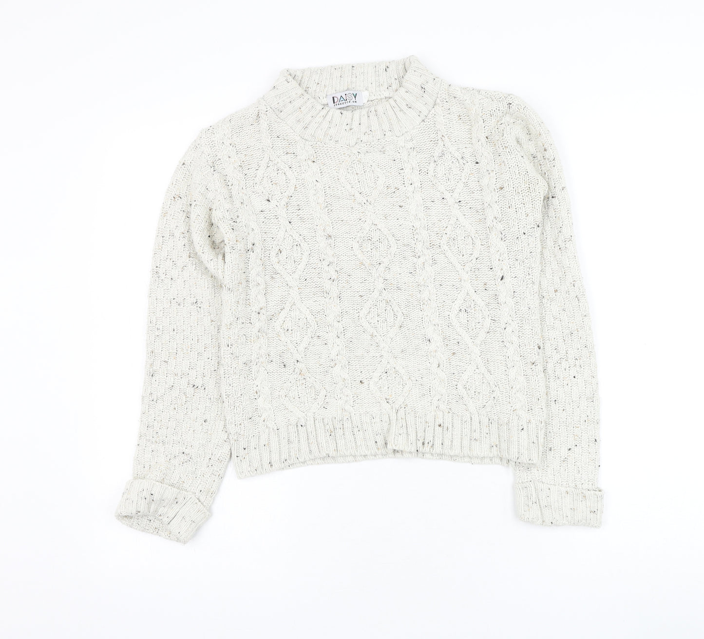 Daisy Womens Ivory Round Neck Acrylic Pullover Jumper Size S