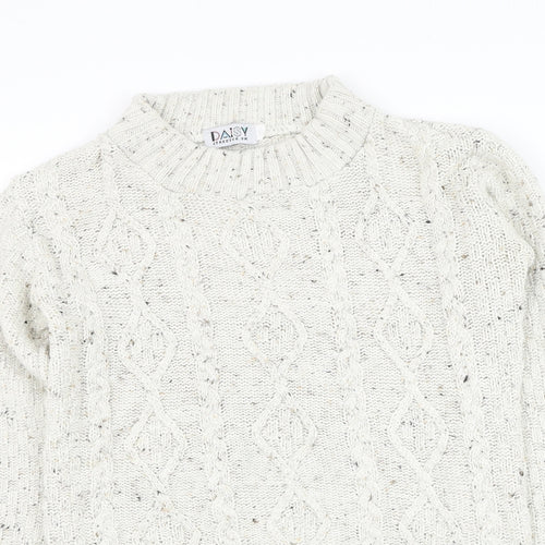 Daisy Womens Ivory Round Neck Acrylic Pullover Jumper Size S