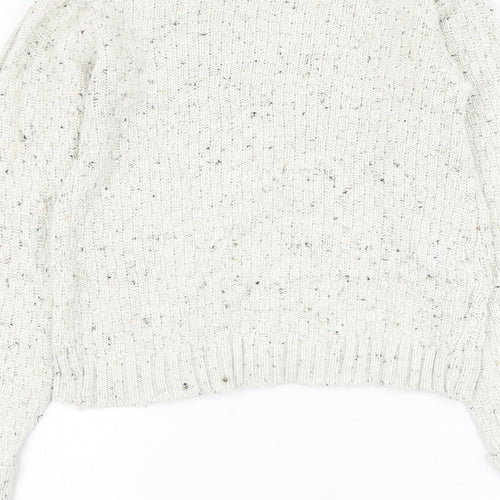 Daisy Womens Ivory Round Neck Acrylic Pullover Jumper Size S