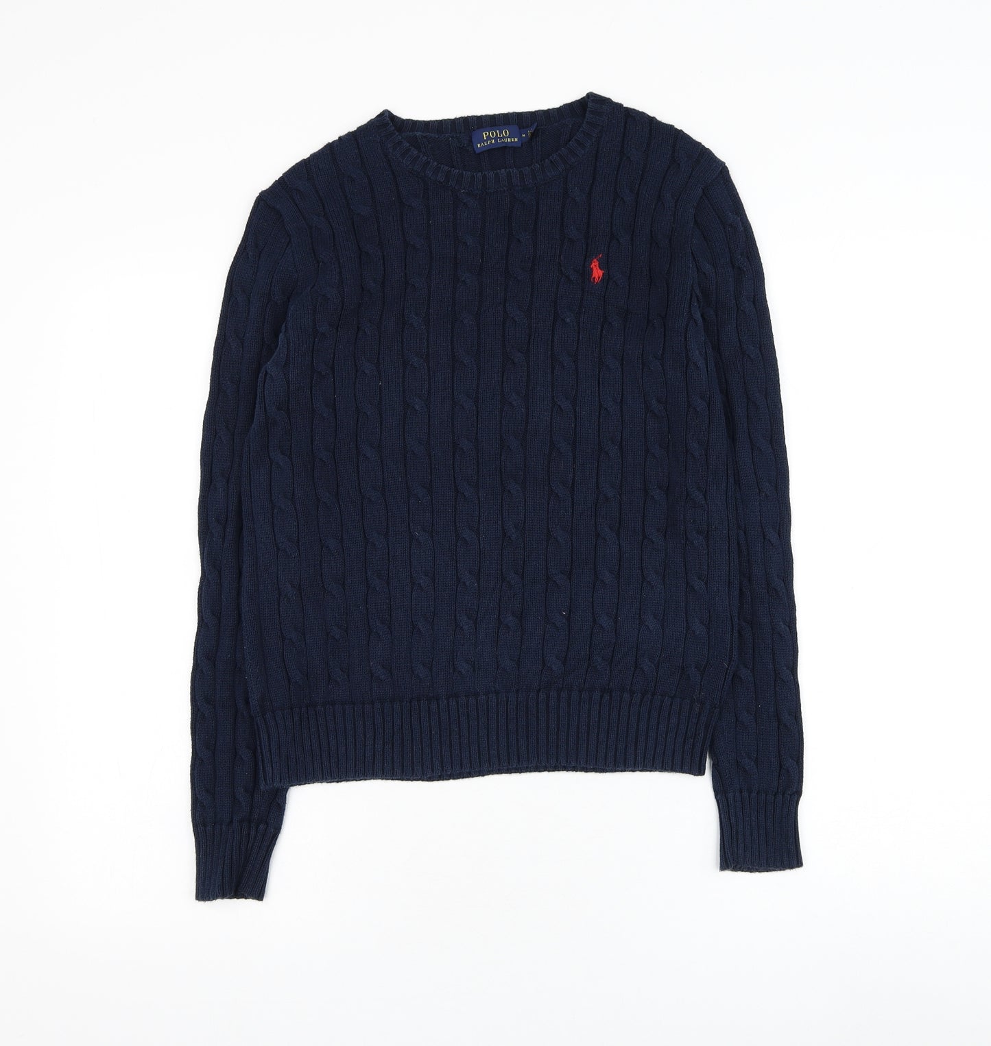 Ralph Lauren Mens Blue Round Neck Cotton Pullover Jumper Size M