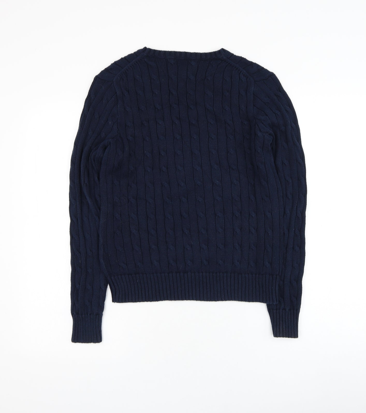 Ralph Lauren Mens Blue Round Neck Cotton Pullover Jumper Size M
