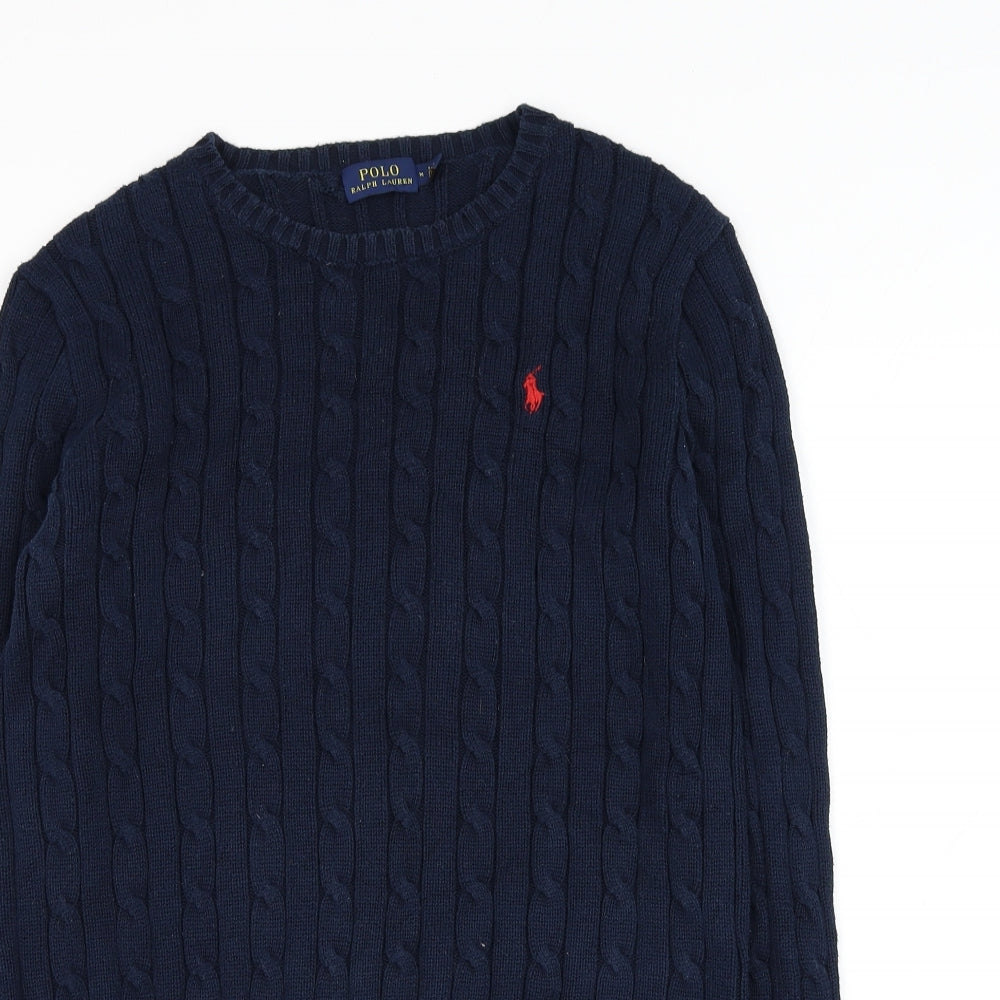 Ralph Lauren Mens Blue Round Neck Cotton Pullover Jumper Size M
