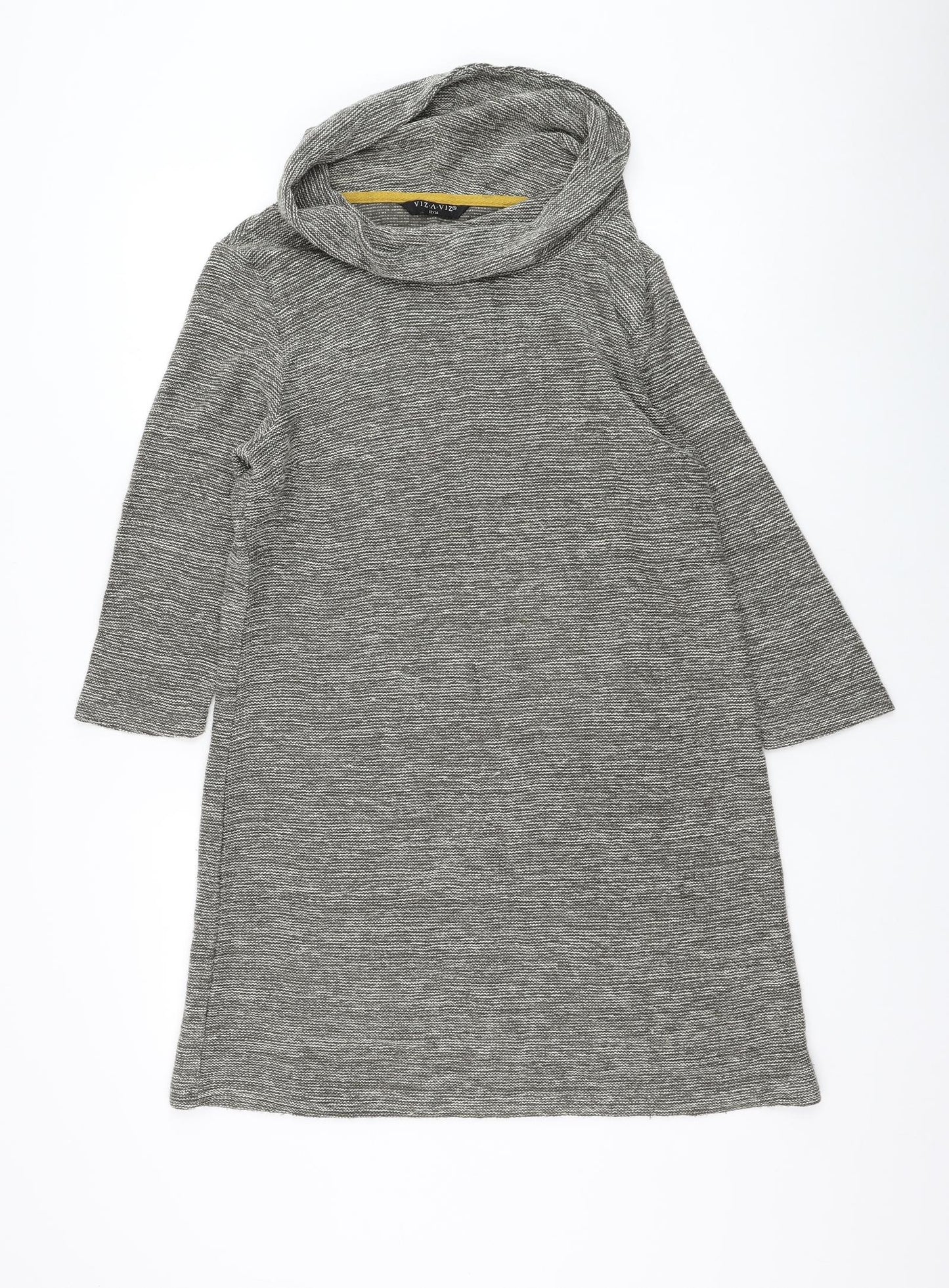 Viz A Viz Womens Grey Roll Neck Acrylic Pullover Jumper Size 12