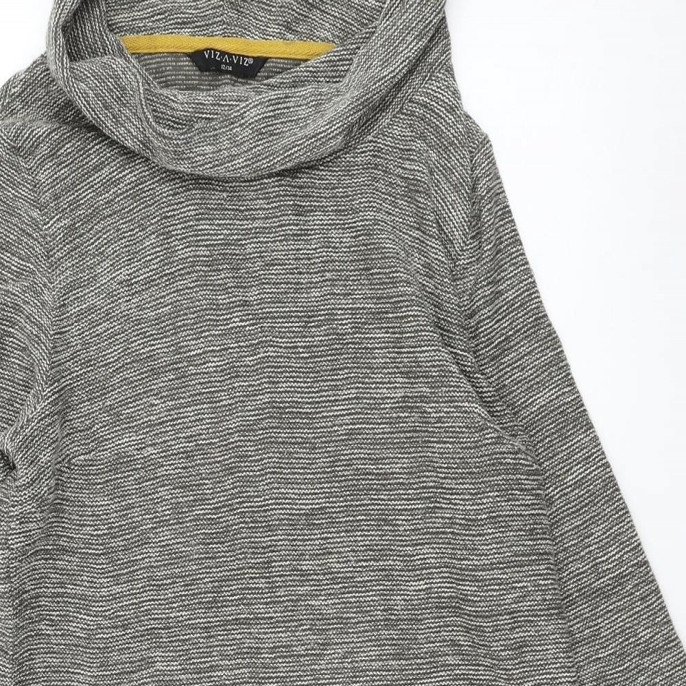 Viz A Viz Womens Grey Roll Neck Acrylic Pullover Jumper Size 12