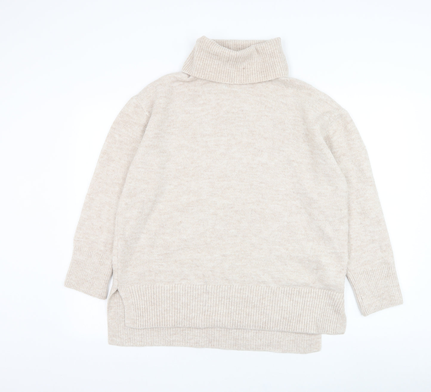 New Look Womens Beige Roll Neck Acrylic Pullover Jumper Size M
