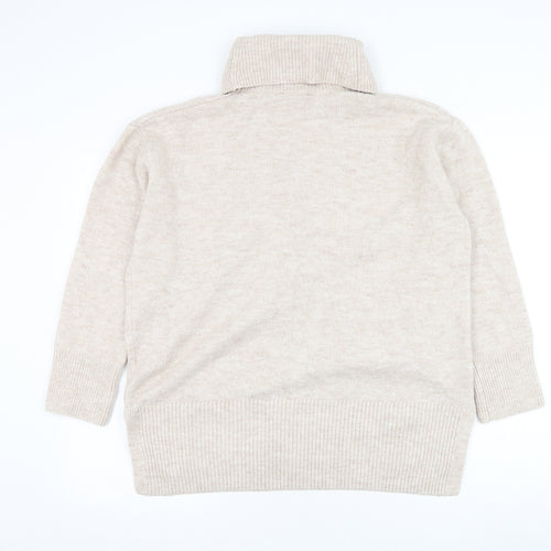 New Look Womens Beige Roll Neck Acrylic Pullover Jumper Size M