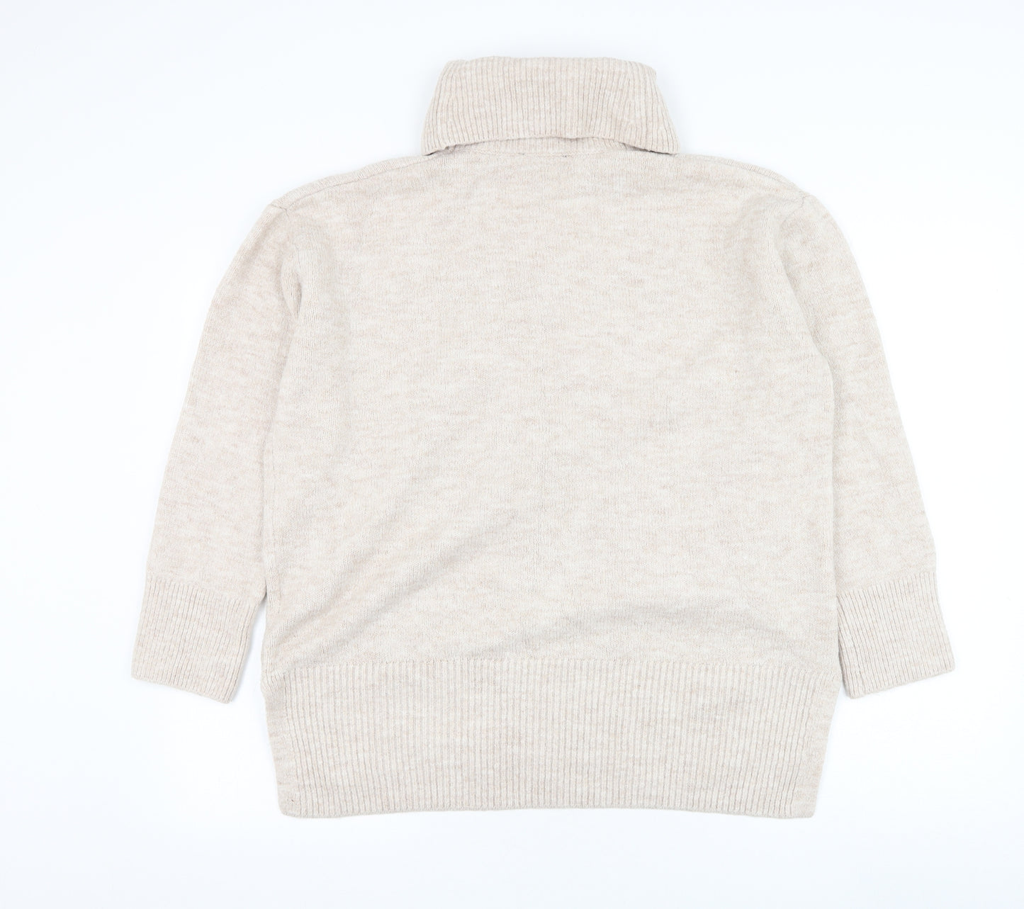 New Look Womens Beige Roll Neck Acrylic Pullover Jumper Size M