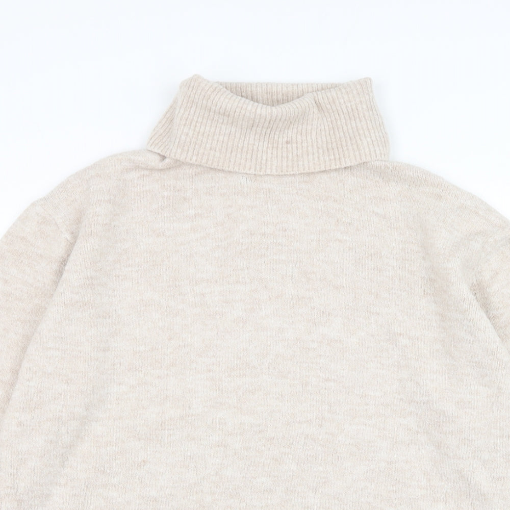 New Look Womens Beige Roll Neck Acrylic Pullover Jumper Size M
