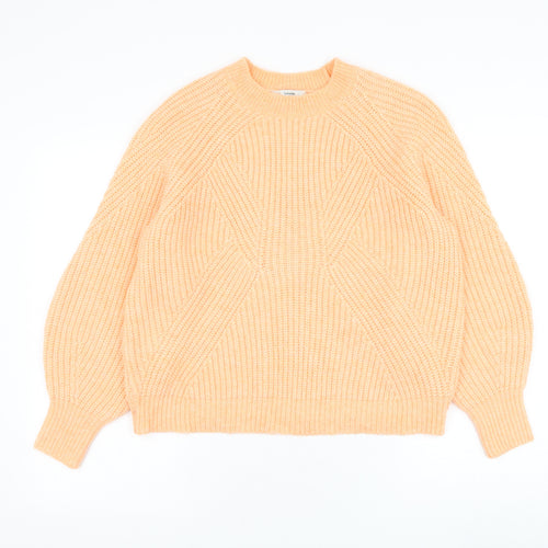 George Womens Orange Round Neck Acrylic Pullover Jumper Size M