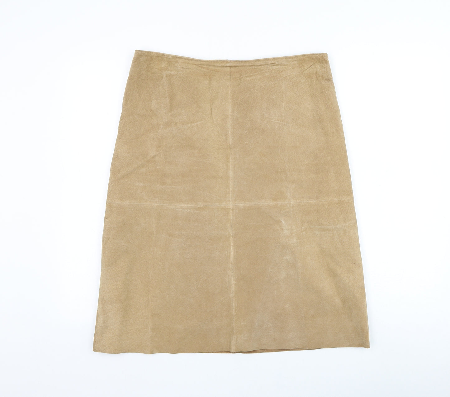 Etam Womens Brown Leather A-Line Skirt Size 14 Zip