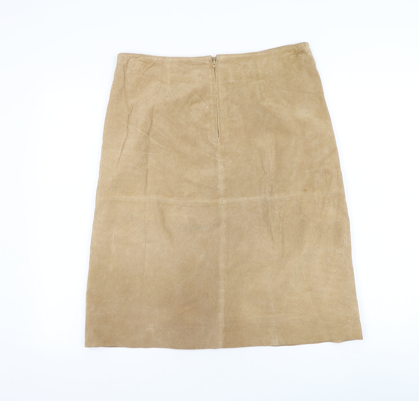 Etam Womens Brown Leather A-Line Skirt Size 14 Zip