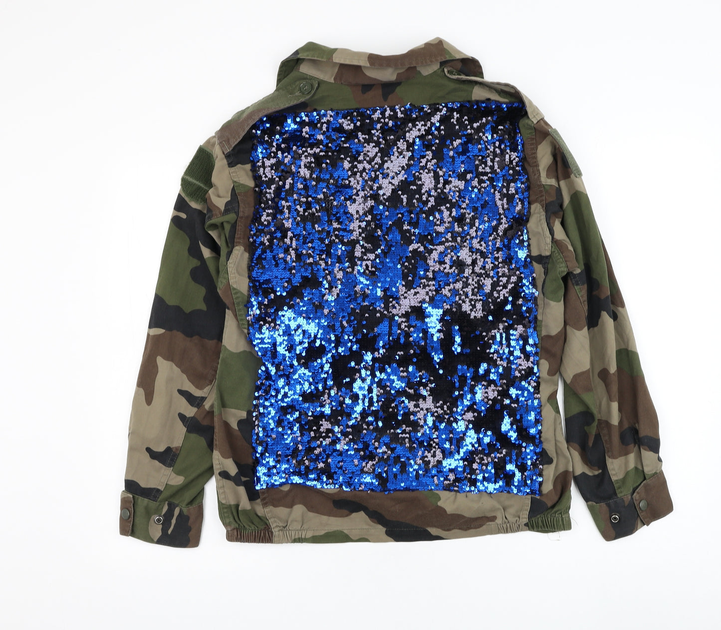 Topshop Womens Green Camouflage Jacket Size M Button