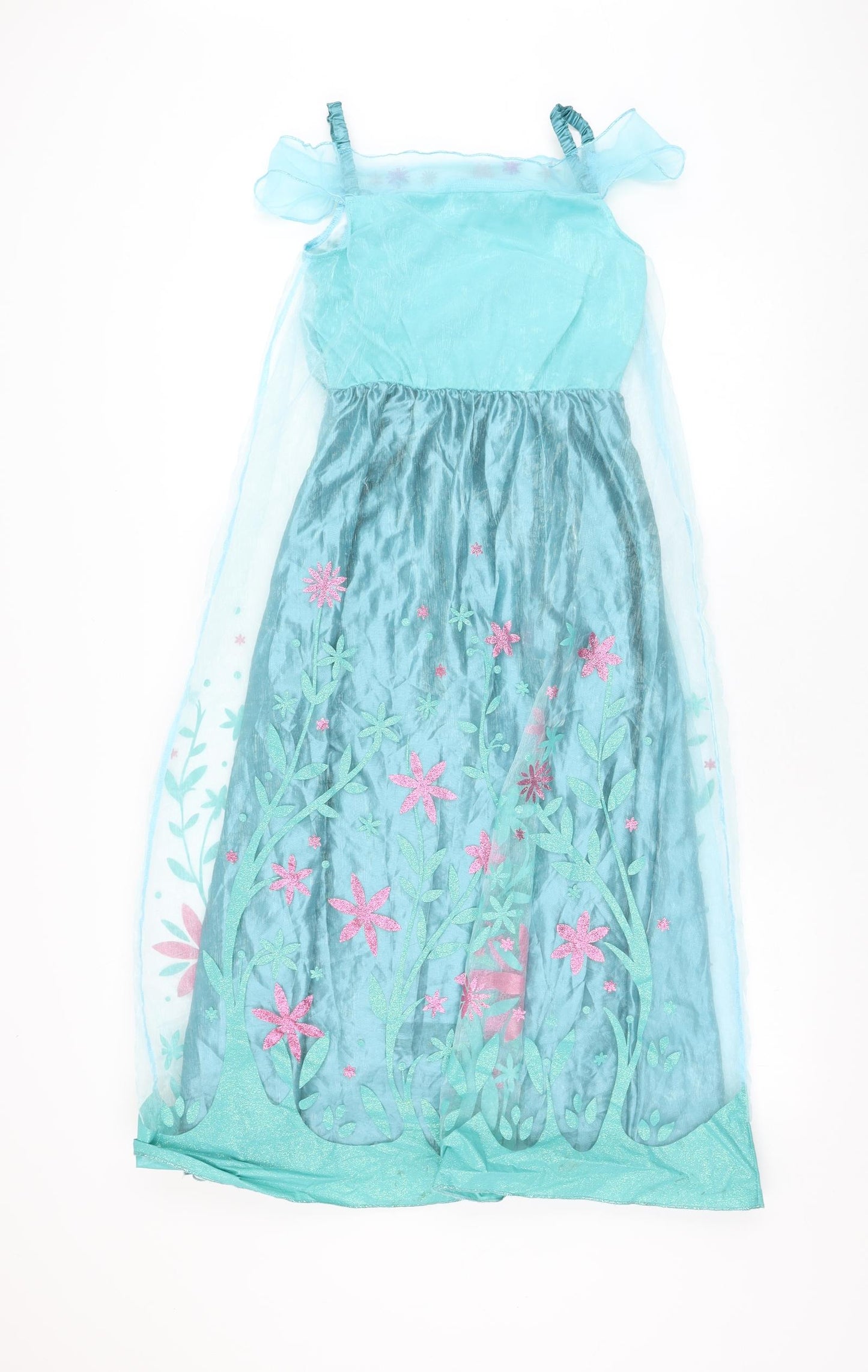 George Girls Blue Polyester Ball Gown Size 9-10 Years Square Neck Pullover - Disney Princess, Costume