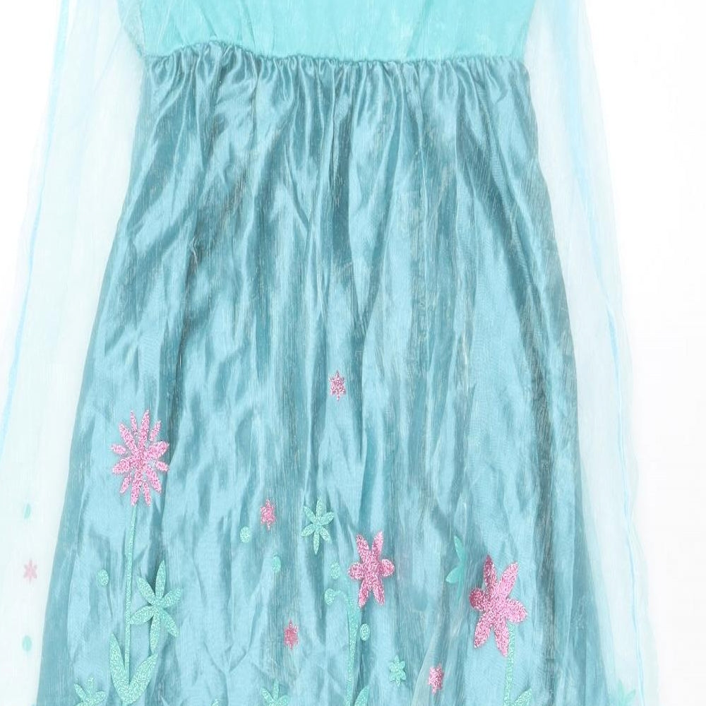 George Girls Blue Polyester Ball Gown Size 9-10 Years Square Neck Pullover - Disney Princess, Costume