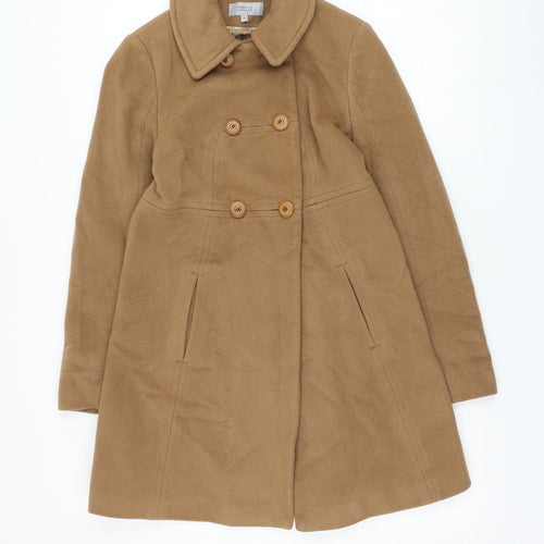 Marks and Spencer Womens Brown Overcoat Coat Size 8 Button