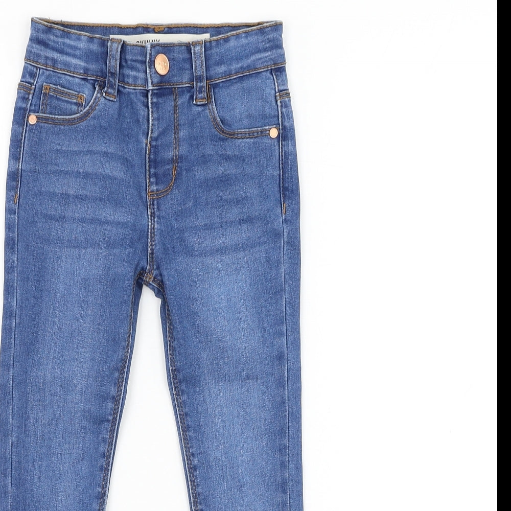 Primark Girls Blue Cotton Skinny Jeans Size 3-4 Years Regular Zip