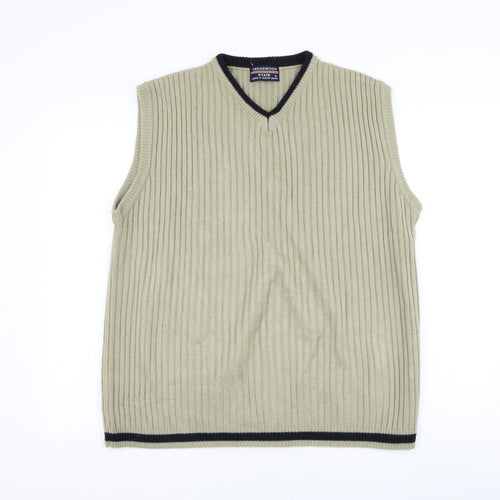 Cedar Wood State Mens Brown V-Neck Acrylic Vest Jumper Size L