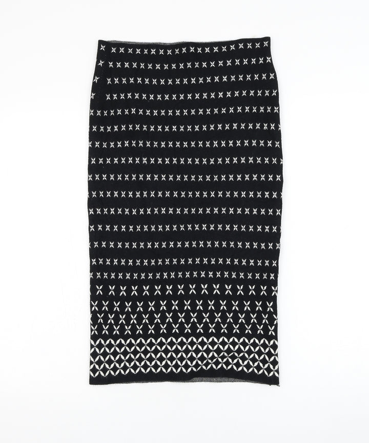 Max Studio Womens Black Geometric Viscose Straight & Pencil Skirt Size S