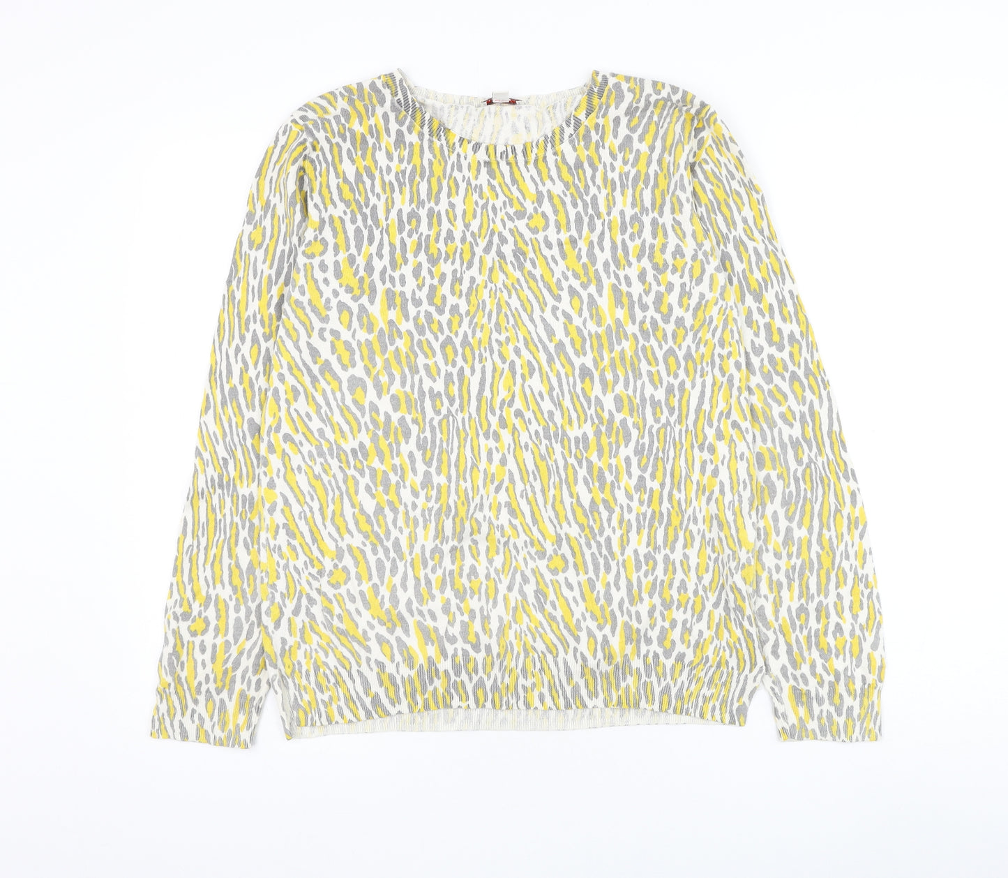 Gap Womens White Round Neck Animal Print Cotton Pullover Jumper Size M