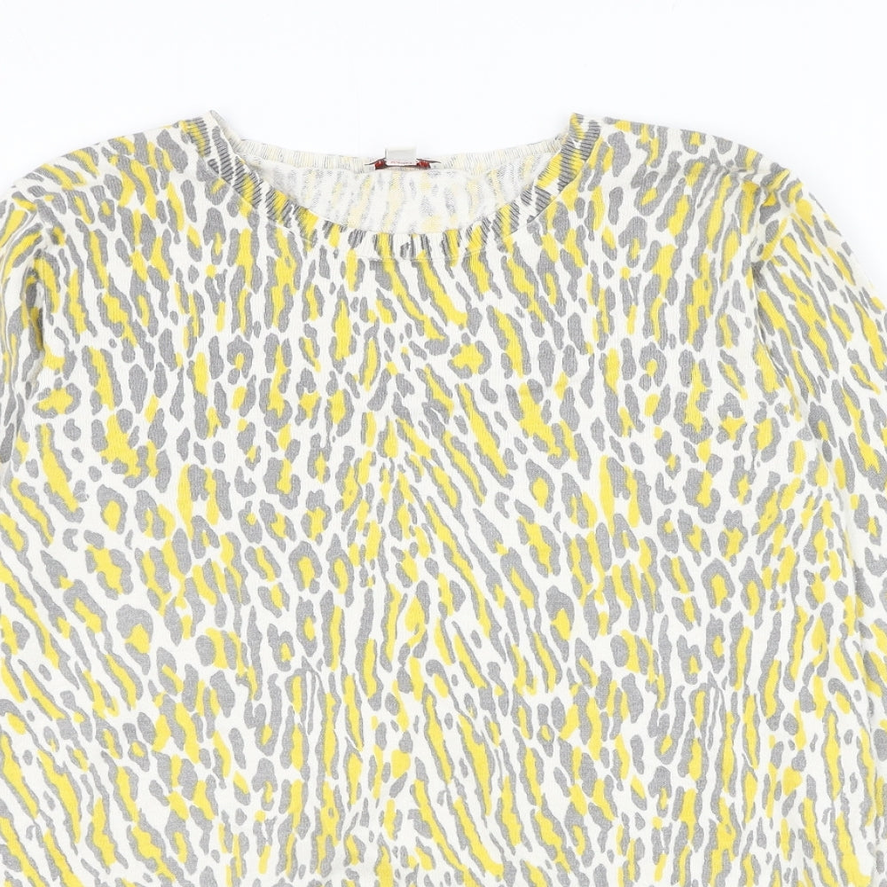 Gap Womens White Round Neck Animal Print Cotton Pullover Jumper Size M