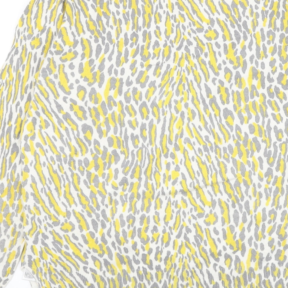 Gap Womens White Round Neck Animal Print Cotton Pullover Jumper Size M