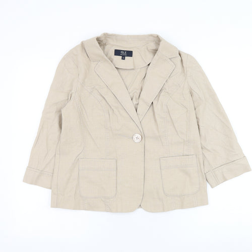 EWM Womens Beige Jacket Blazer Size 12 Button
