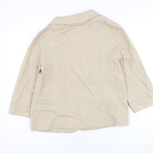EWM Womens Beige Jacket Blazer Size 12 Button