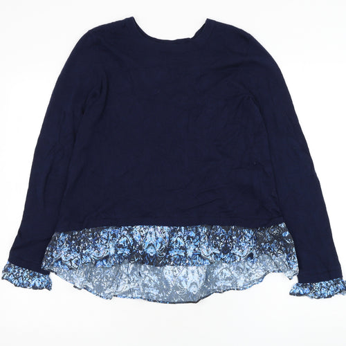 Preworn Womens Blue Round Neck Nylon Pullover Jumper Size M