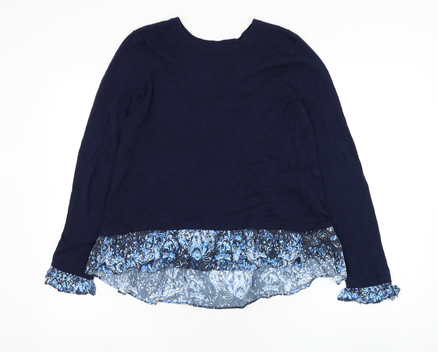 Preworn Womens Blue Round Neck Nylon Pullover Jumper Size M
