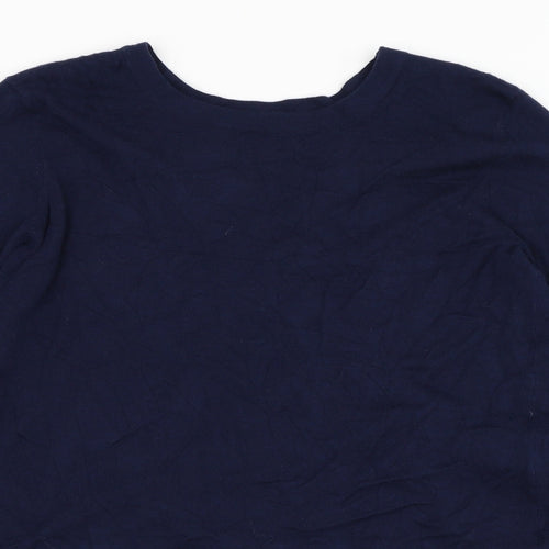 Preworn Womens Blue Round Neck Nylon Pullover Jumper Size M