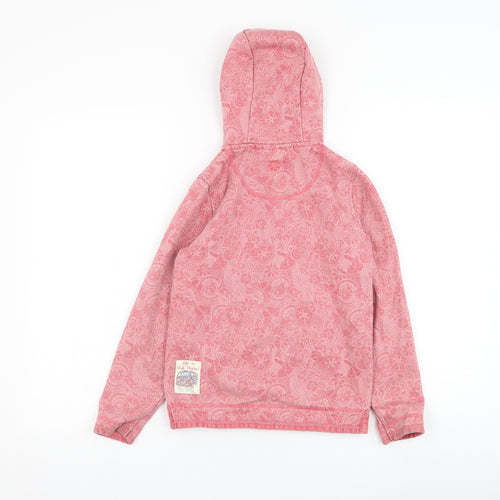 Fat Face Girls Pink Floral Cotton Full Zip Hoodie Size 8-9 Years Zip
