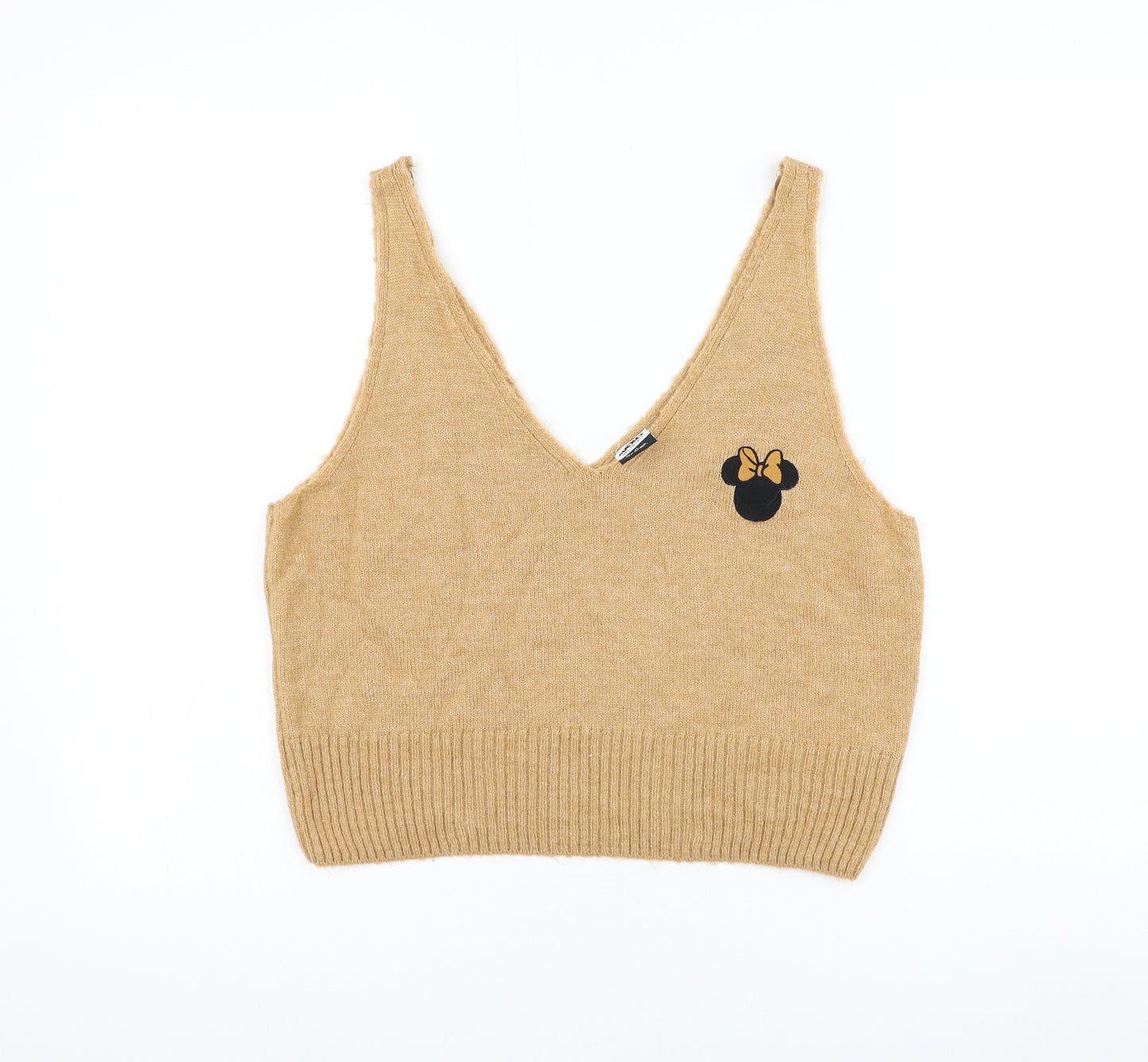 George Womens Brown Acrylic Cropped Tank Size L V-Neck - Minnie Mouse