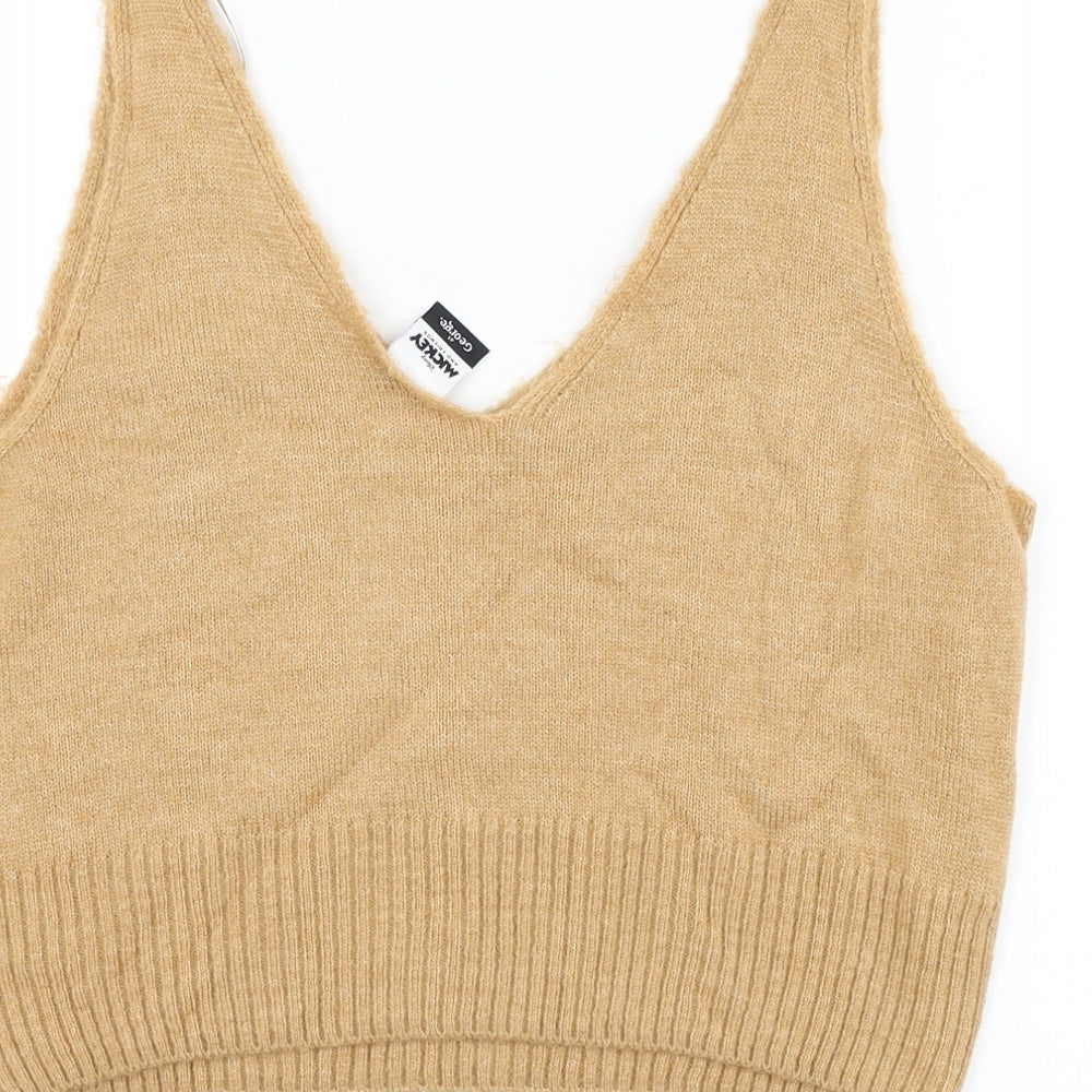 George Womens Brown Acrylic Cropped Tank Size L V-Neck - Minnie Mouse