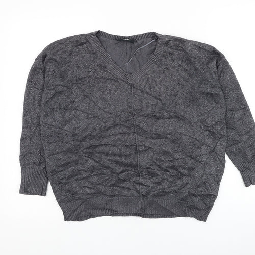 Wallis Womens Grey Round Neck Viscose Pullover Jumper Size M