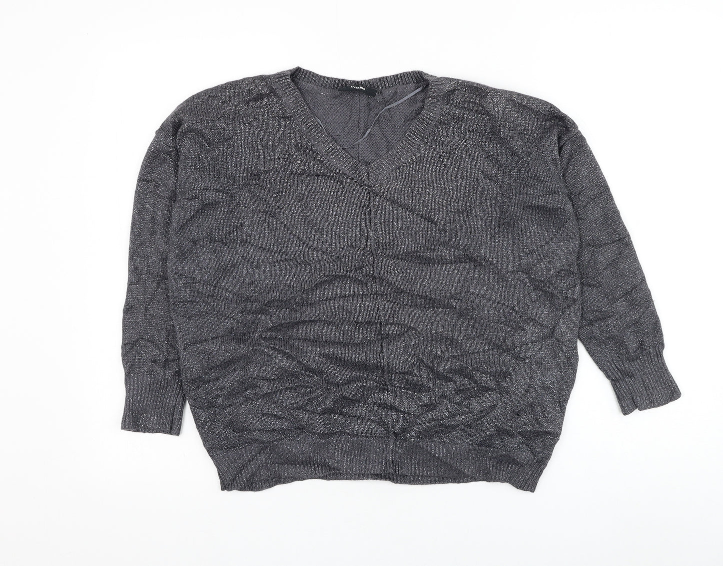 Wallis Womens Grey Round Neck Viscose Pullover Jumper Size M