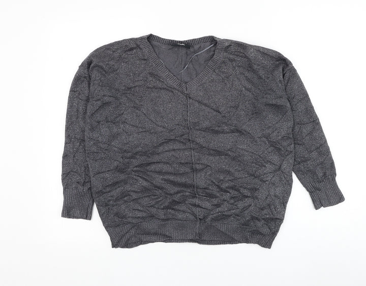 Wallis Womens Grey Round Neck Viscose Pullover Jumper Size M