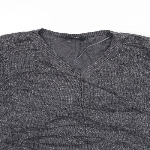 Wallis Womens Grey Round Neck Viscose Pullover Jumper Size M
