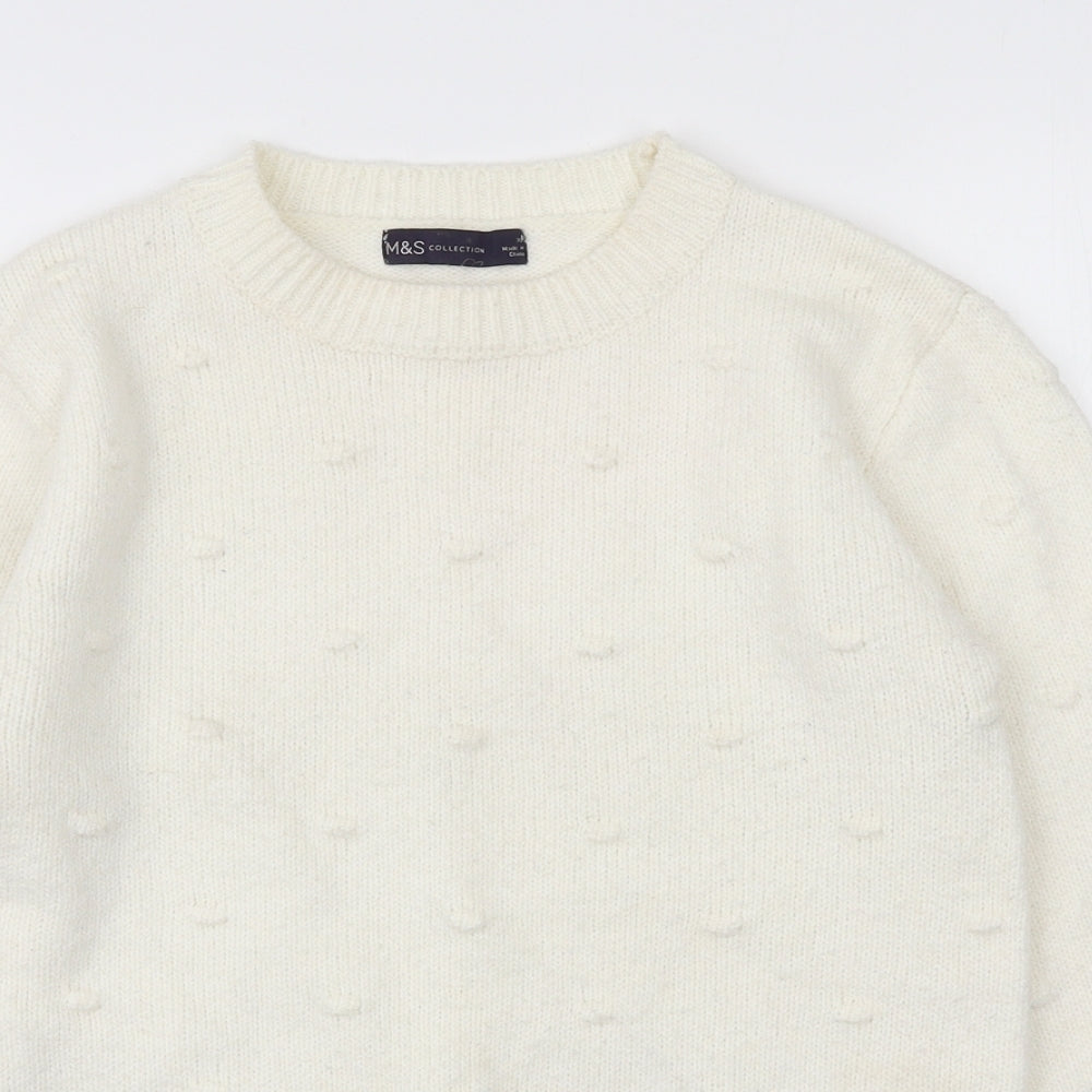 Marks and Spencer Womens Ivory Round Neck Polyester Pullover Jumper Size XS