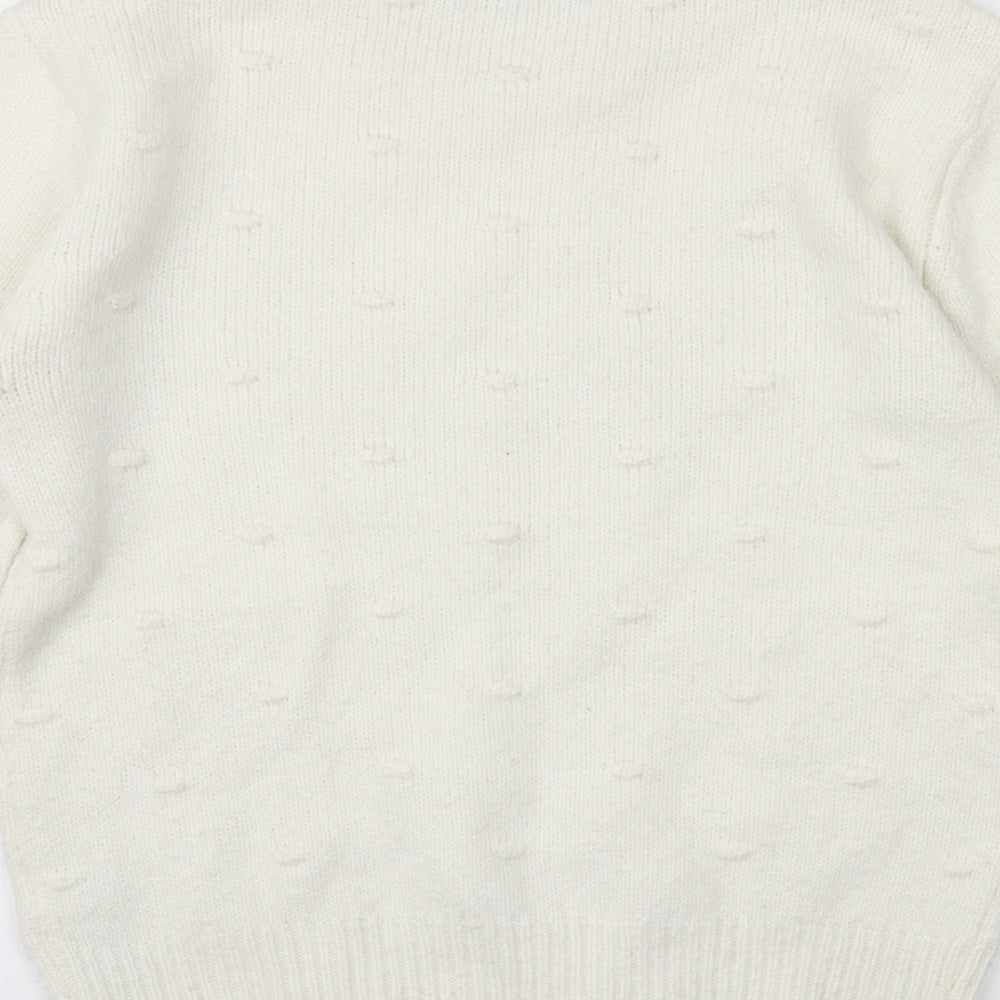 Marks and Spencer Womens Ivory Round Neck Polyester Pullover Jumper Size XS