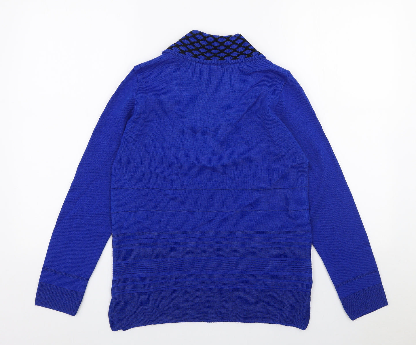 Envy Womens Blue Acrylic Basic Button-Up Size S Collared - Size S/M