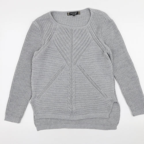 Principles Womens Grey Scoop Neck Acrylic Pullover Jumper Size 12